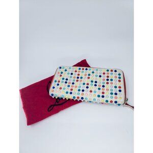 Christian Louboutin PANETTONE White Multicolor Spike Leather Clutch Wallet